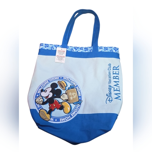 Disney Other - Disney Parks Mickey‎ Mouse Welcome Home Tote Bag Blue Canvas